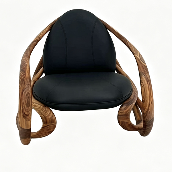 curved wood armchair for hotel villa project