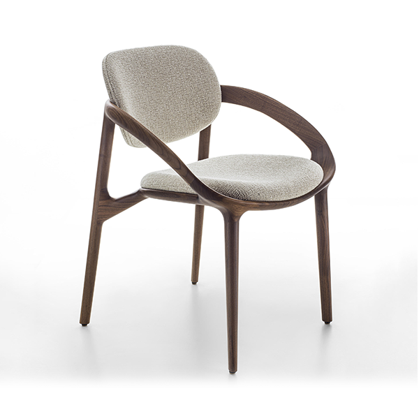 Custom curved accent chair for hotel villa FF&E project