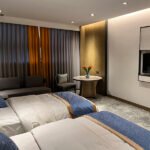 Westin hotel guestroom bed and bedside cabinet custom furniture