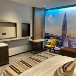 Hilton hotel guestroom bed and nightstand custom solid wood furniture